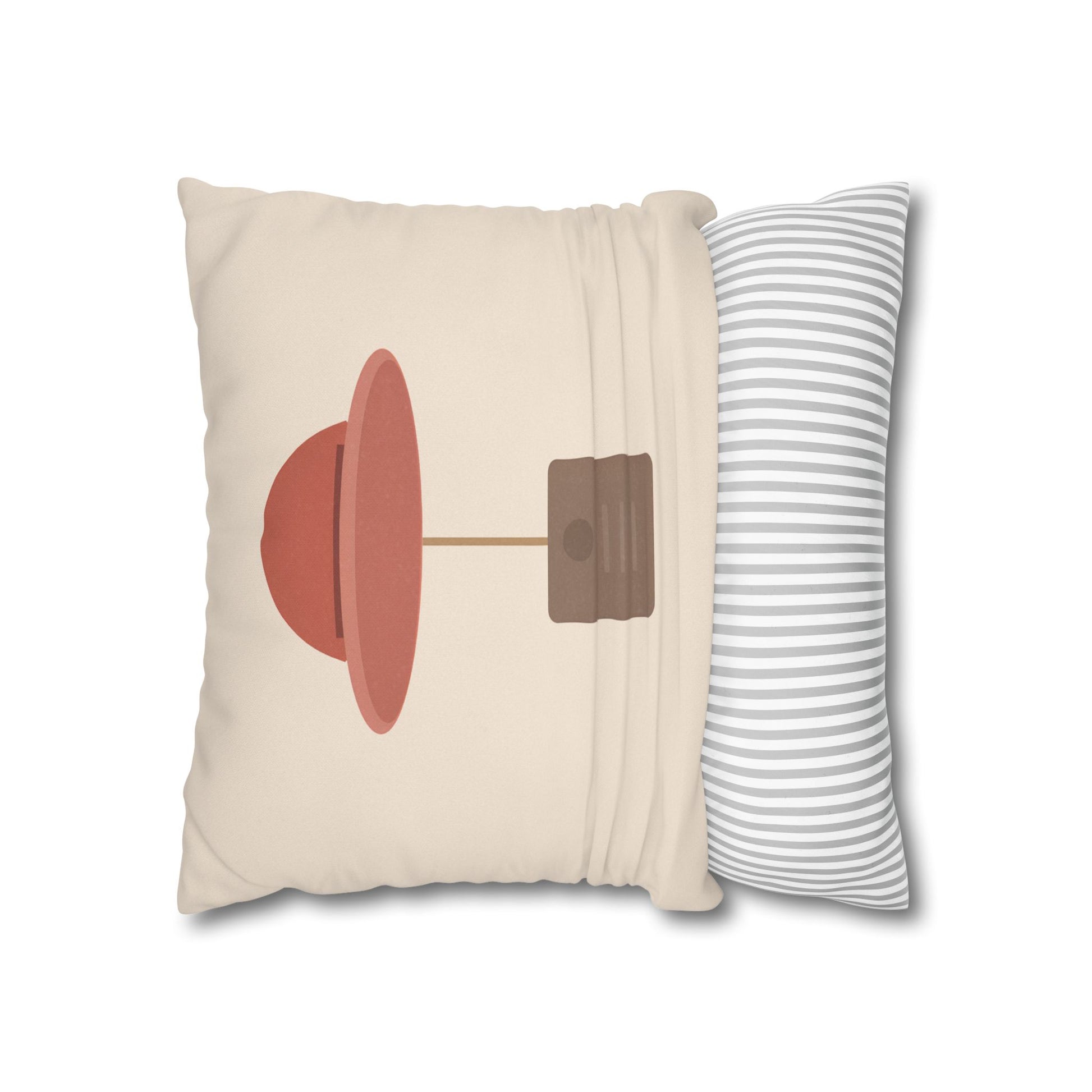 The Hat & Tag Throw Pillow – Minimalist Bear Theme – Beige Nursery Decor