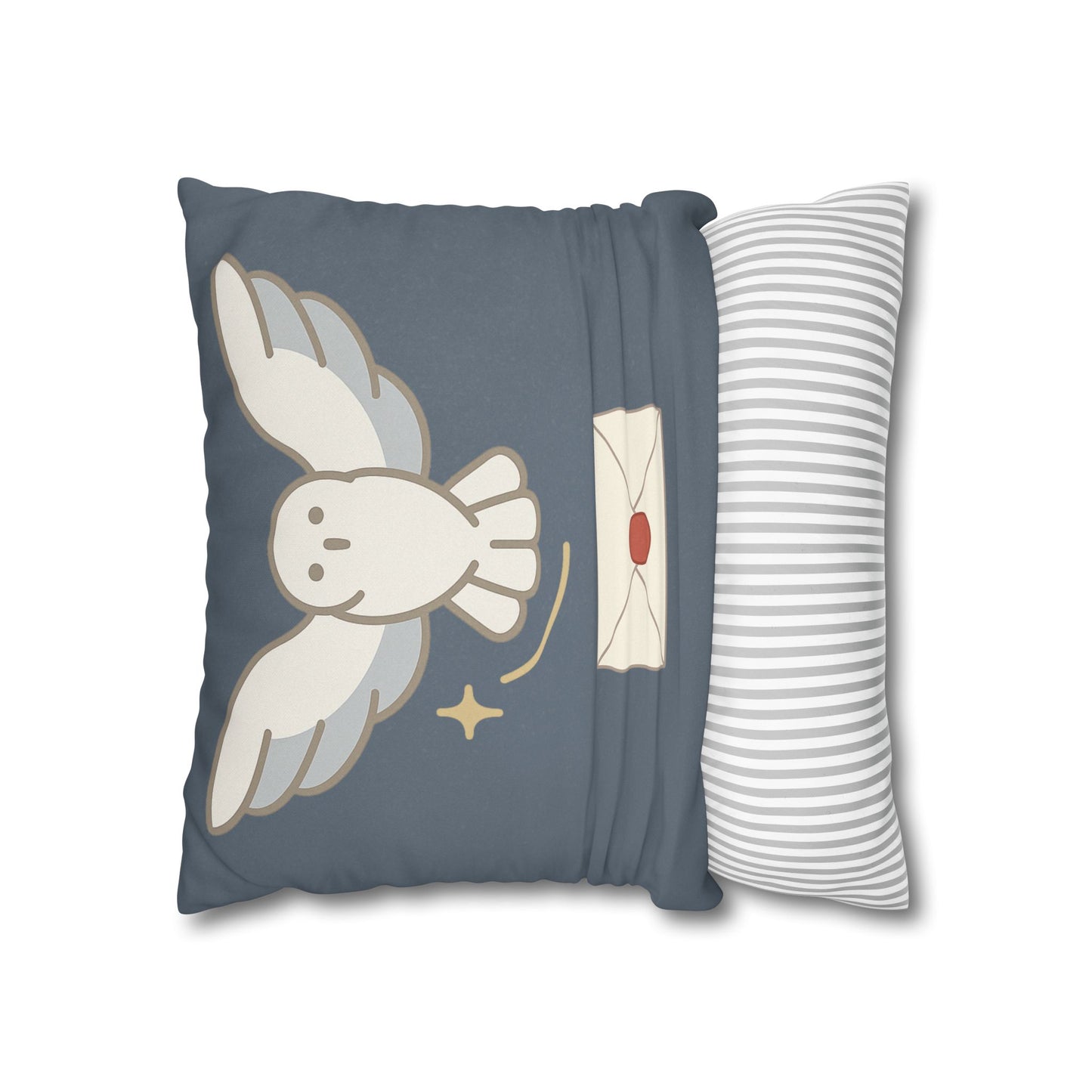 Messenger in Flight Throw Pillow – Snowy Owl with Letter – Wizard Nursery & Room Decor
