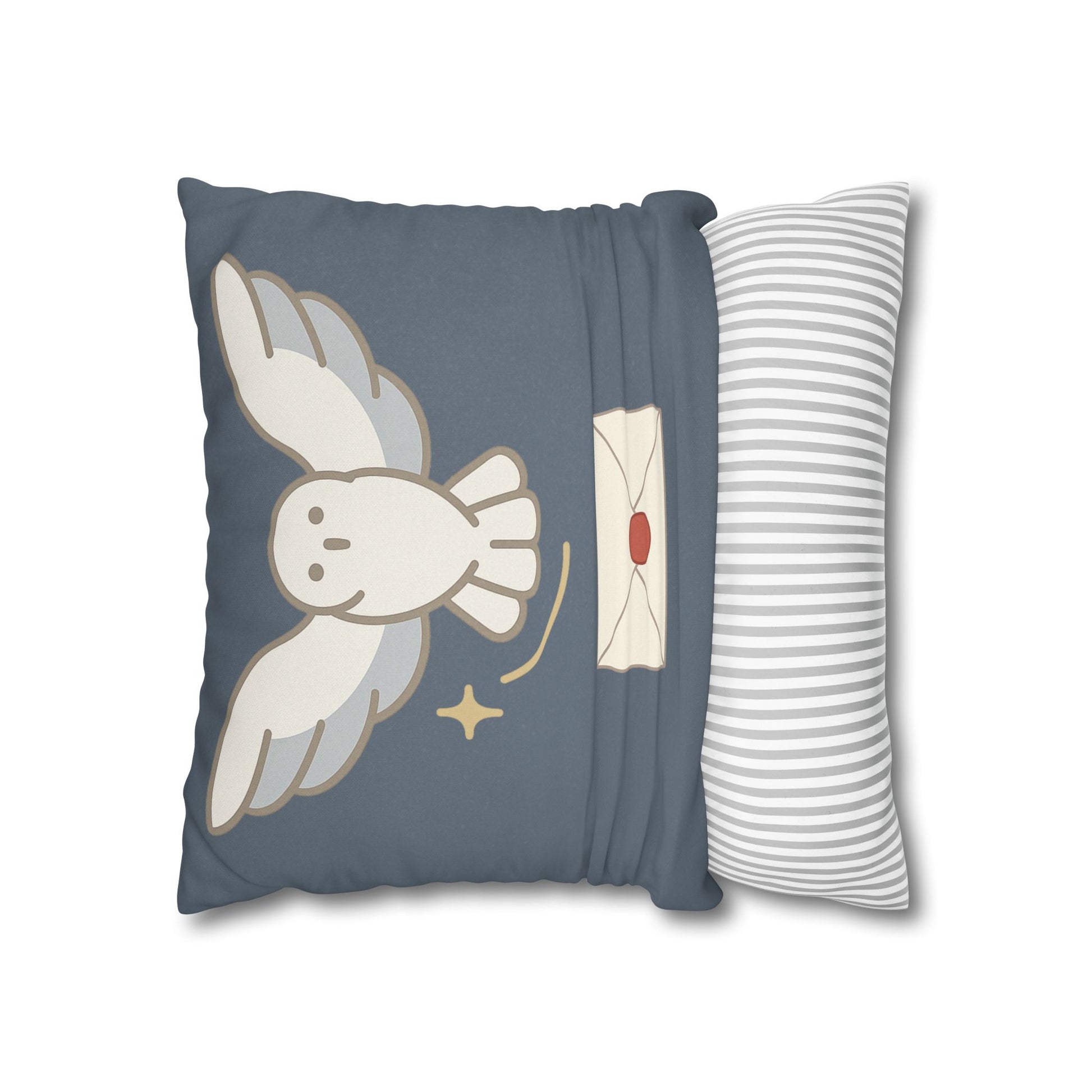 Messenger in Flight Throw Pillow – Snowy Owl with Letter – Wizard Nursery & Room Decor