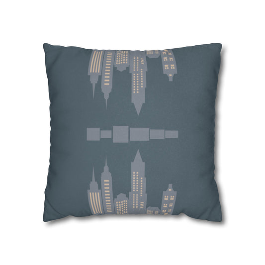 City in Motion Throw Pillow – Folding Paris Architecture – Surreal Sci-Fi Decor 18" × 18"
