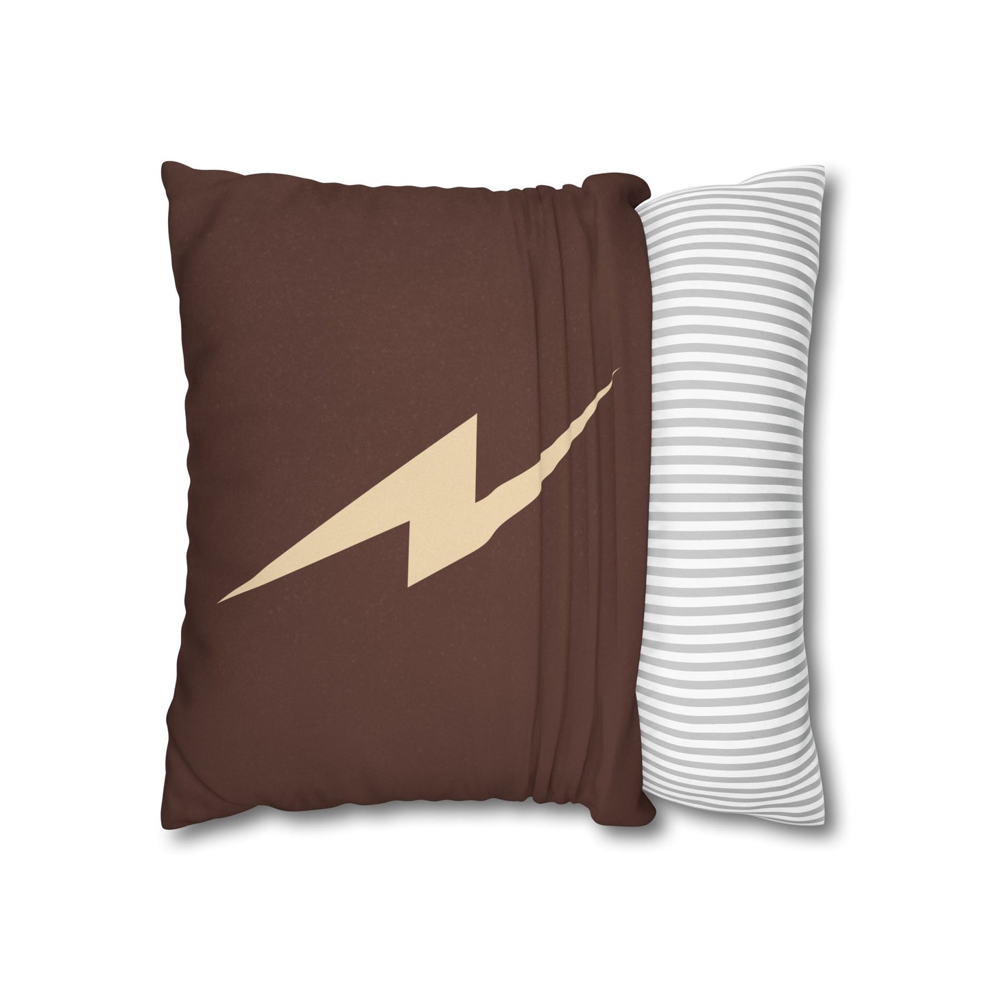 Mark of Courage Throw Pillow – Wizard Collection (Brown & Gold Lightning Bolt)