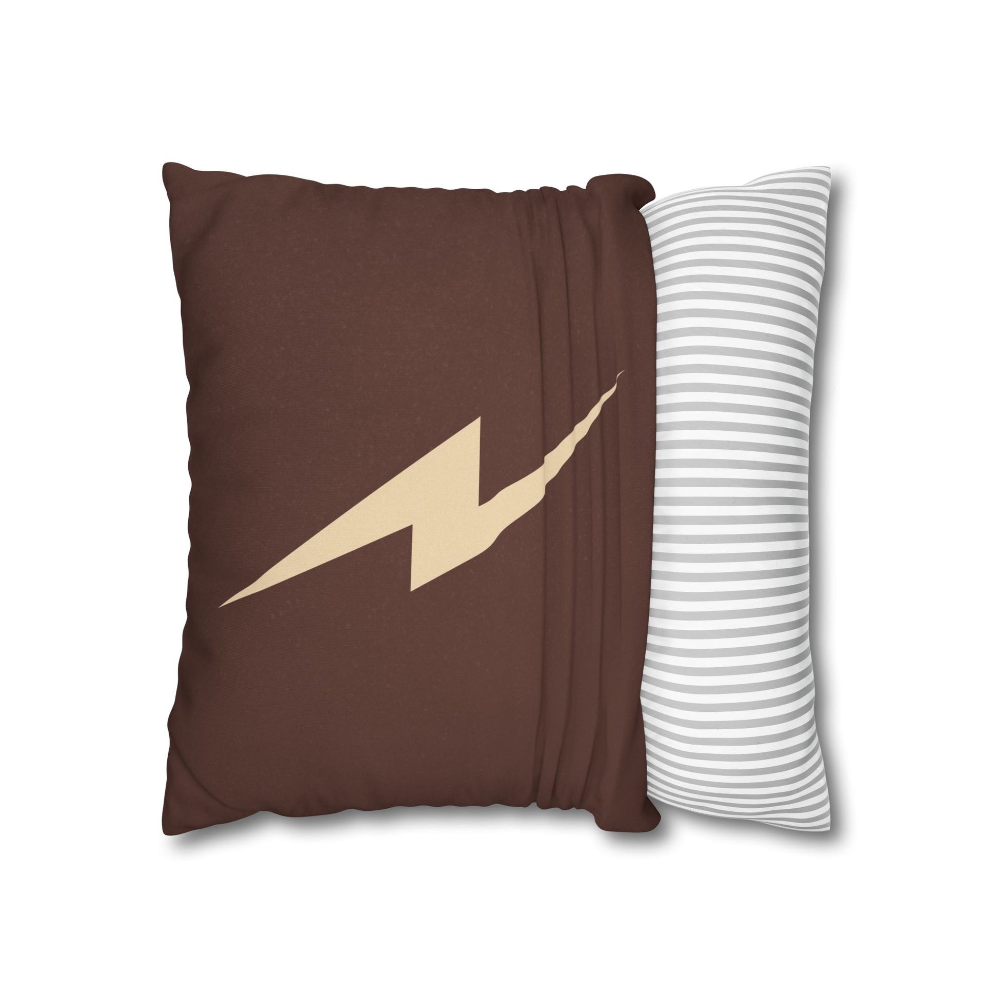 Mark of Courage Throw Pillow – Wizard Collection (Brown & Gold Lightning Bolt)