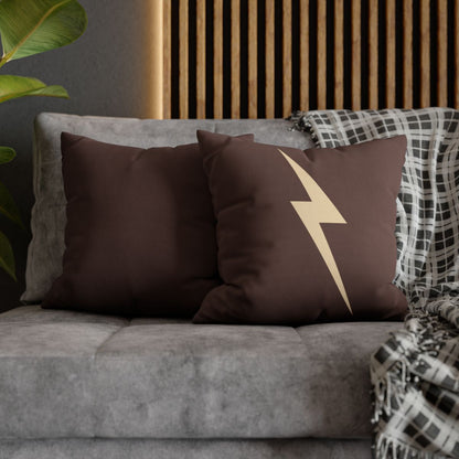 Mark of Courage Throw Pillow – Wizard Collection (Brown & Gold Lightning Bolt)