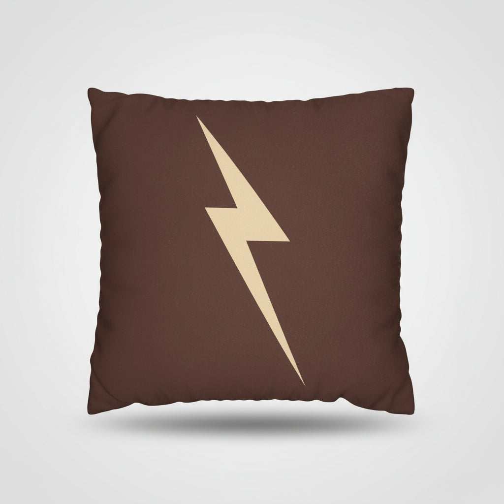 Mark of Courage Throw Pillow – Wizard Collection (Brown & Gold Lightning Bolt)