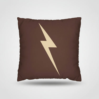 Mark of Courage Throw Pillow – Wizard Collection (Brown & Gold Lightning Bolt)