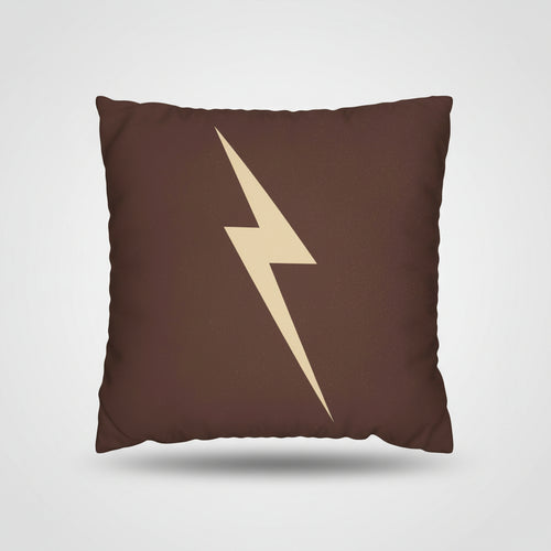 Mark of Courage Throw Pillow – Wizard Collection (Brown & Gold Lightning Bolt)