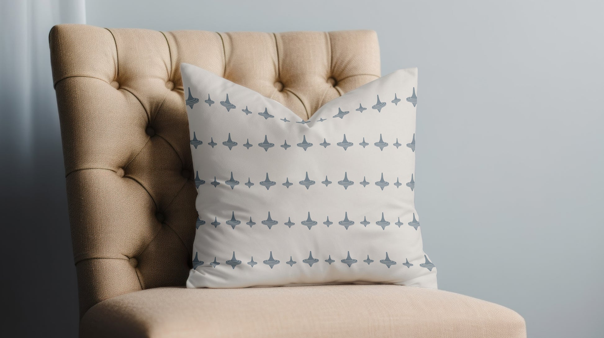 The Totem Throw Pillow – Spinning Top Geometric Pattern – Minimalist Sci-Fi Decor