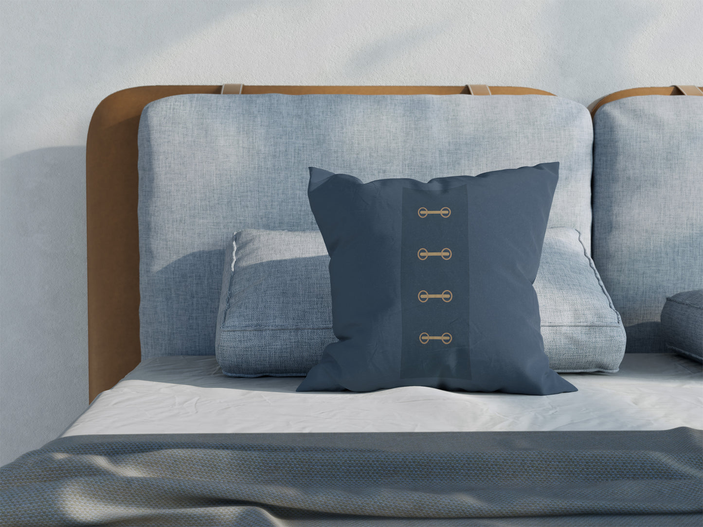 The Blue Coat Buttons Throw Pillow – Navy Duffle Coat Design – Bear Nursery Decor