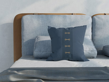 The Blue Coat Buttons Throw Pillow – Navy Duffle Coat Design – Bear Nursery Decor