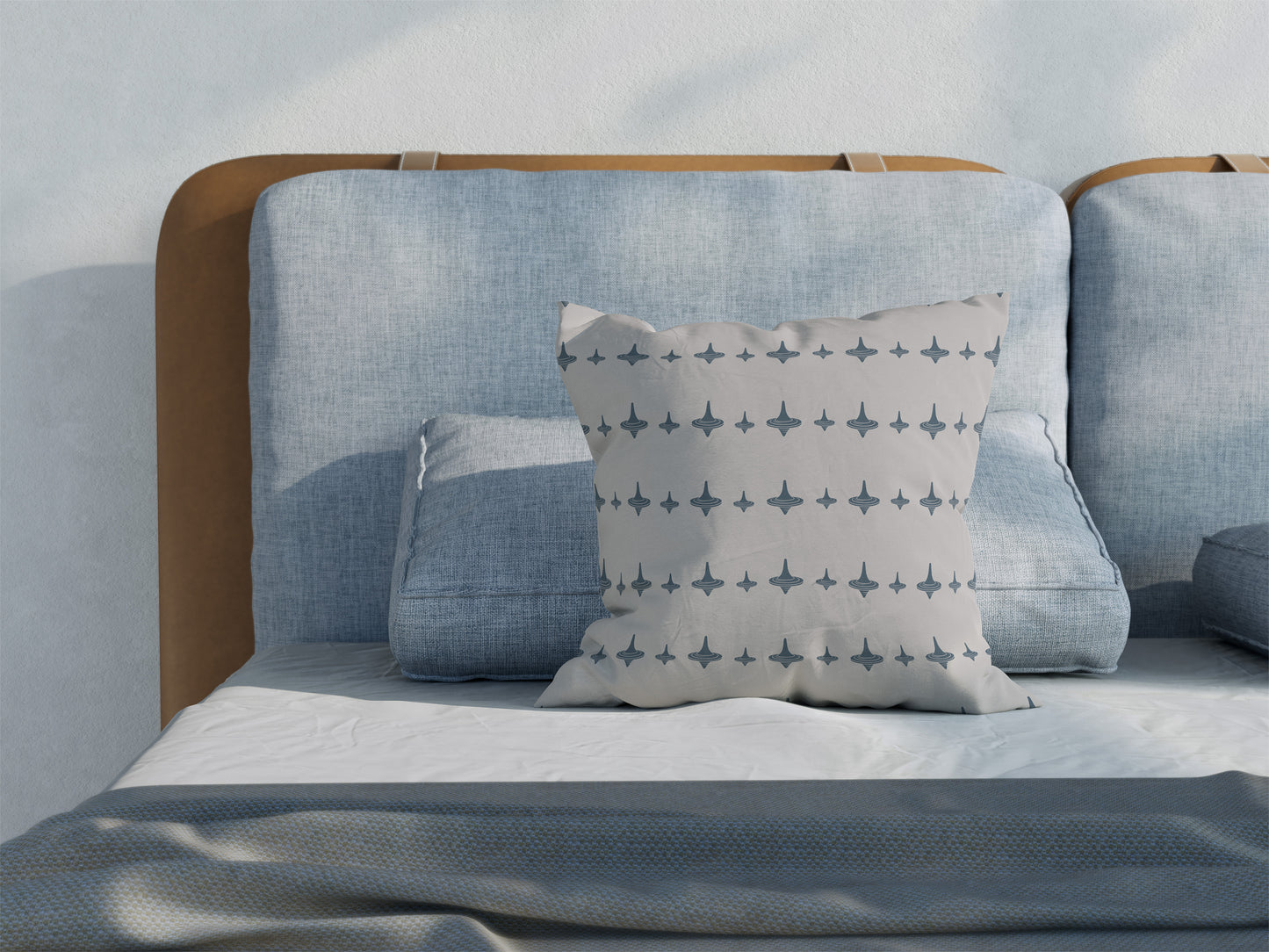 The Totem Throw Pillow – Spinning Top Geometric Pattern – Minimalist Sci-Fi Decor