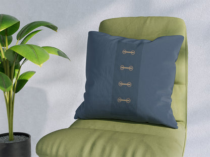 The Blue Coat Buttons Throw Pillow – Navy Duffle Coat Design – Bear Nursery Decor