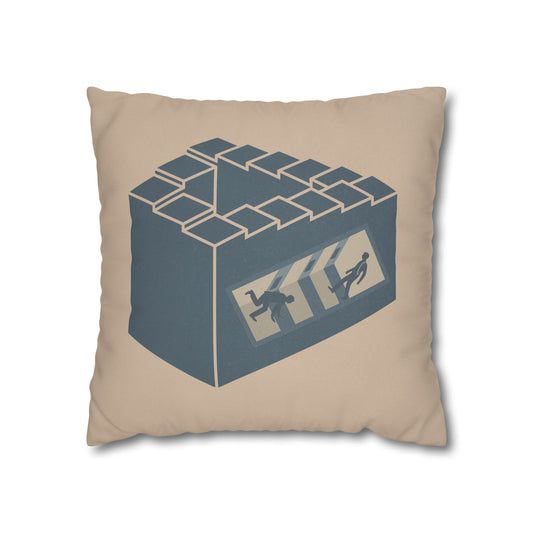 Infinite Staircase Throw Pillow – Penrose Steps Optical Illusion – Surrealist Decor 18" × 18"