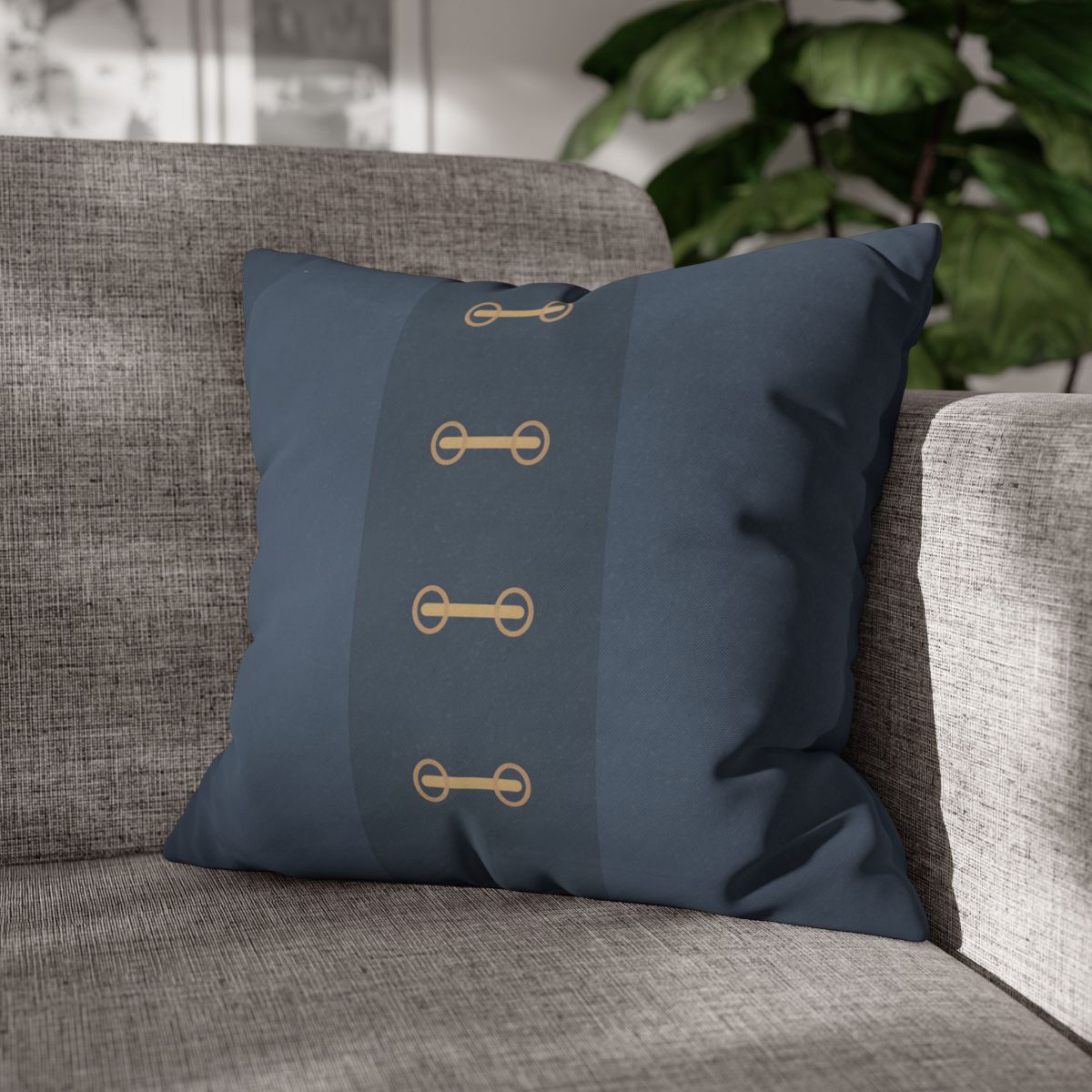 The Blue Coat Buttons Throw Pillow – Navy Duffle Coat Design – Bear Nursery Decor 20" × 20"